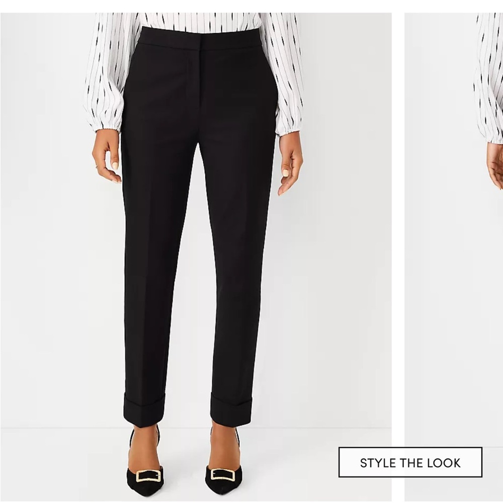 Ann Taylor Black Cuffed Suit Ankle Pants